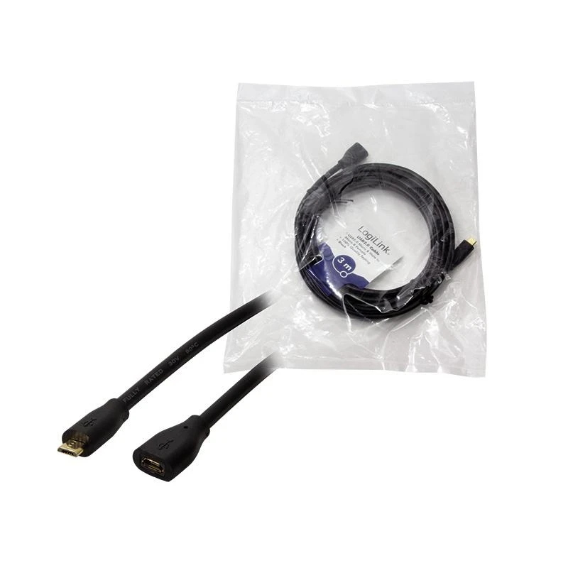 Logilink USB 2.0 Verlängerungskabel, Micro-B, 3,0m juodas