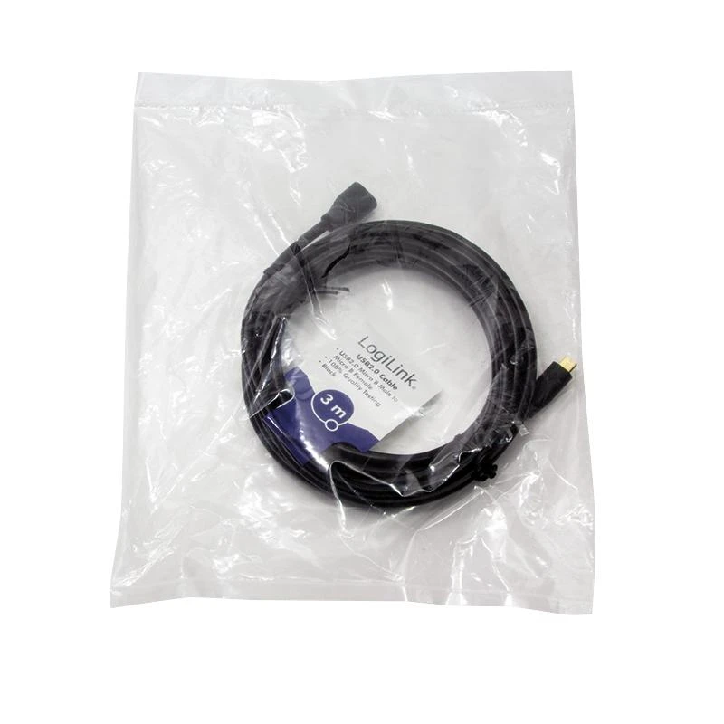 Logilink USB 2.0 Verlängerungskabel, Micro-B, 3,0m juodas