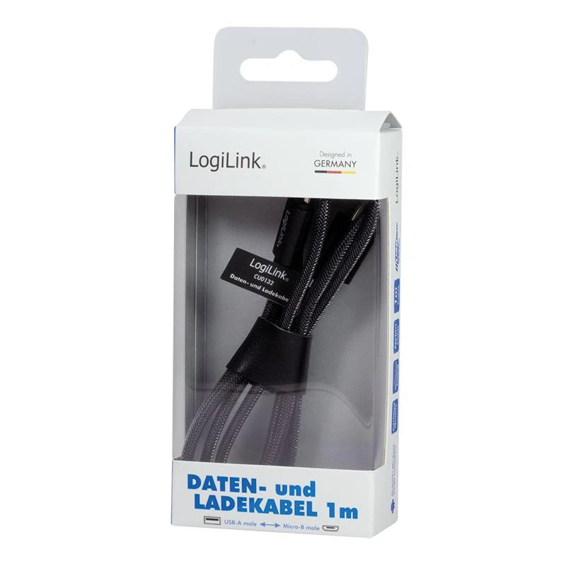 LOGILINK CU0132 LOGILINK – sinchronizavimas & įkrovimo laidas, USB į Micro USB kištukas, pilkas