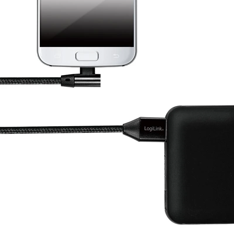 LOGILINK CU0142 LOGILINK – USB 2.0 į mikro-USB (90 kampu) kištukas, 1 m