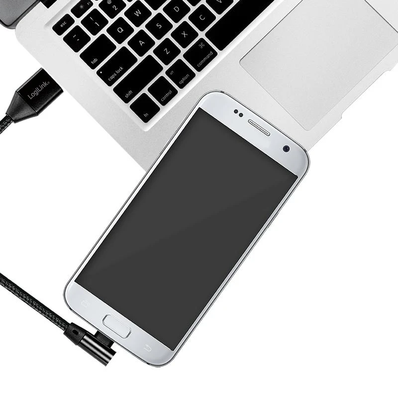 LOGILINK CU0142 LOGILINK – USB 2.0 į mikro-USB (90 kampu) kištukas, 1 m