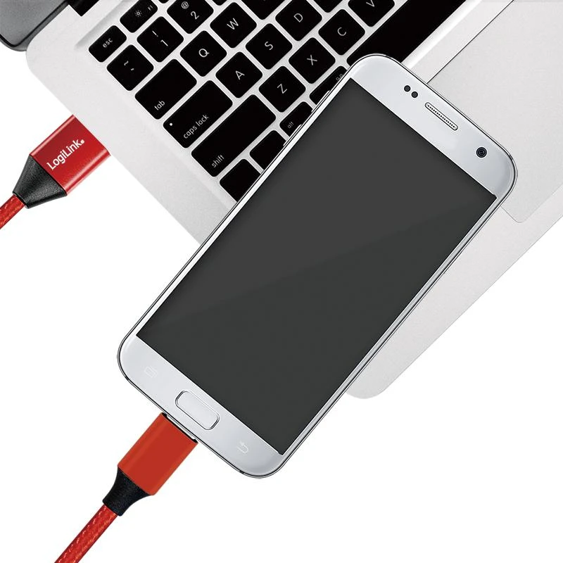 LOGILINK CU0151 – USB-A 2.0 laidas su mikro-USB kištuku, raudonas 0,3 m