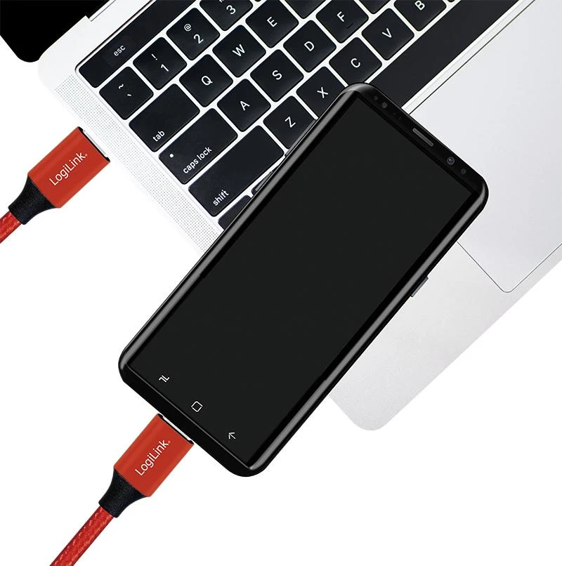 LOGILINK CU0155 LOGILINK – USB 2.0 laidas, USB-C į USB-C, raudonas, 0,3 m