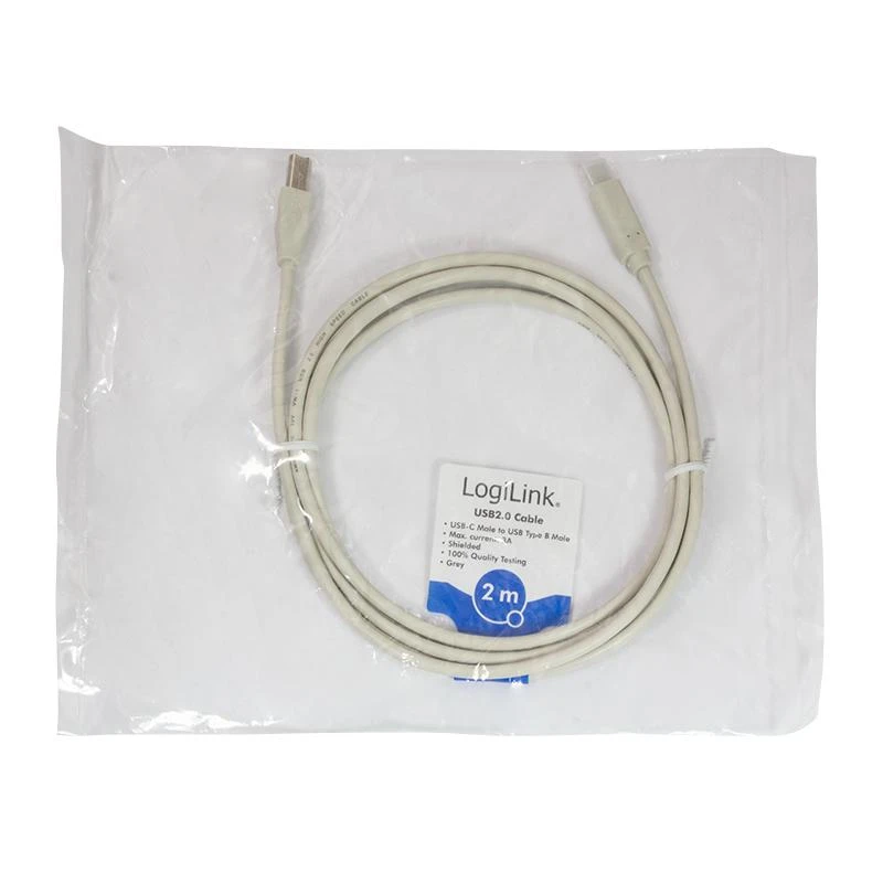LOGILINK CU0161 – USB 2.0 jungties kabelis USB-C kištukinis į USB-B kištukas 2 m