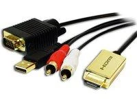 HDMI į VGA adapterio laidas su RCA garso ir USB jungtimis