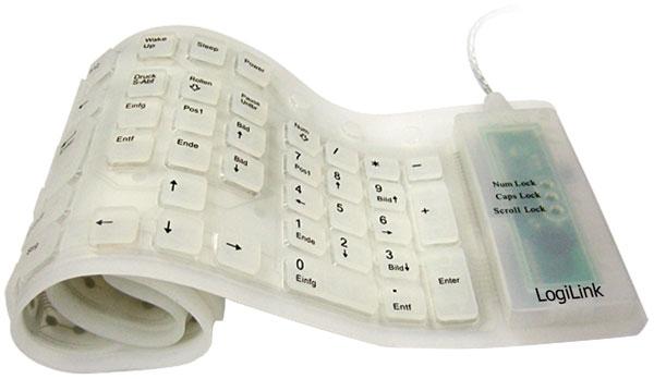 LogiLink klaviatūra USB PS/2 Flexibel Wasserfest balta – Klaviatūra – 106 klavišai