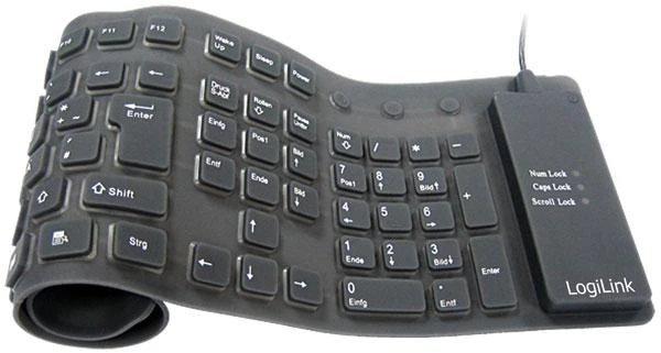 Logilink | Flexible waterproof Klaviatūra USB + PS/2 | ID0019A | Lanksti klaviatūra | su laidu | DE | Juodas