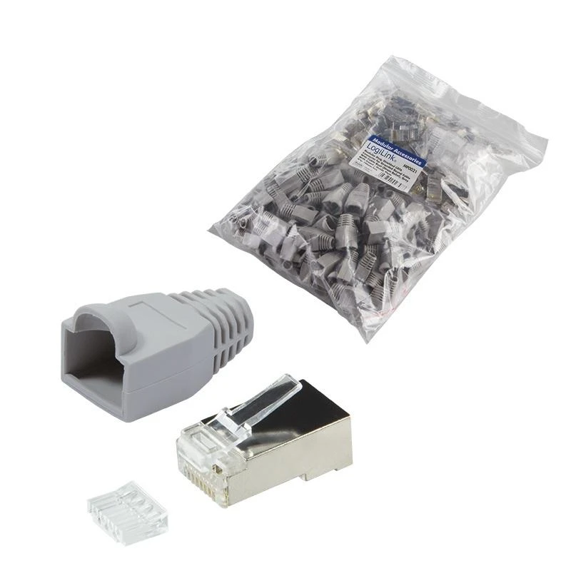 LOGILINK MP0021 LOGILINK - Kištukinė jungtis Cat.6 RJ45 100vnt. komplektas, ekranuotas, pilkas