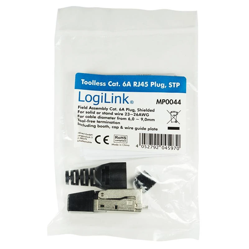 LogiLink RJ45 cat 6A FTP paauksuotas kontaktas, 3µ, be įrankių (MP0044)