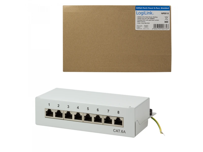 LogiLink Patchpanel kat. 6A, 8 prievadų, ekranuotas STP, rutulinis (NP0018)