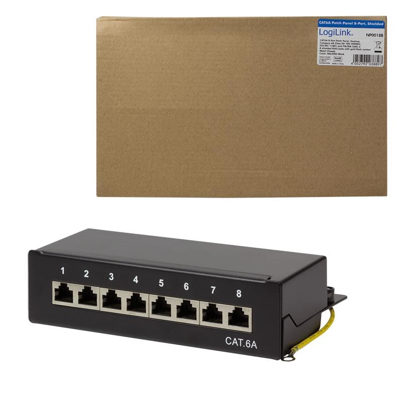LOGILINK NP0018B LOGILINK- Patch Panel Desktop Cat.6A STP 8 jungtys, Juodas