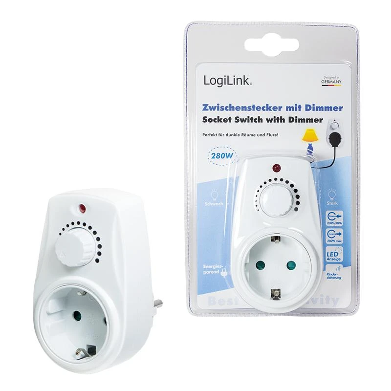 LogiLink Adapteris maitinimo lizdai su šviesos reguliatoriumi balta (PA0151)