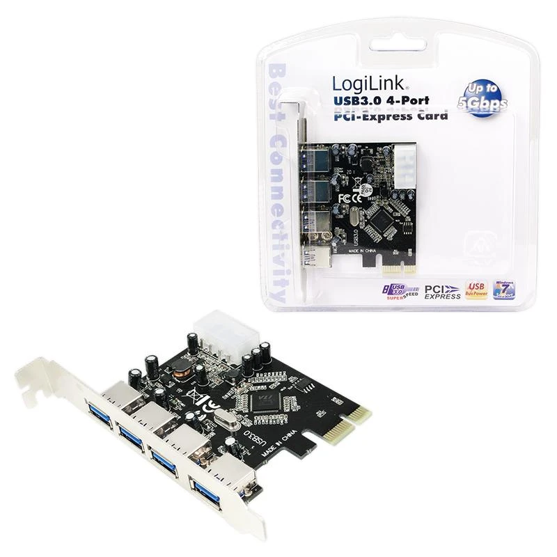 „LogiLink PCIe 2.0 x1“ valdiklis – 4x USB 3.0 (PC0057)