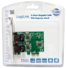Logilink PC0075, 2 prievadų Gigabit PCI Express tinklo plokštė | Prisijungti | 2 x Gigabit Lan (RJ 45) | PCIe