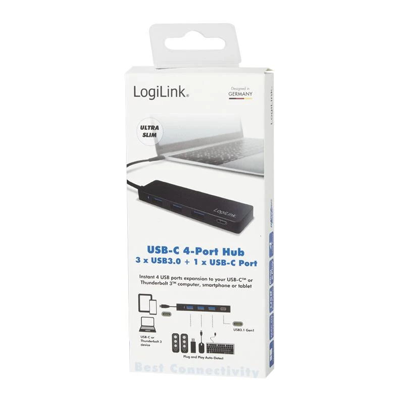 LOGILINK UA0311 LOGILINK- Itin plonas USB-C 3.1 šakotuvas, 4 prievadų, juodas