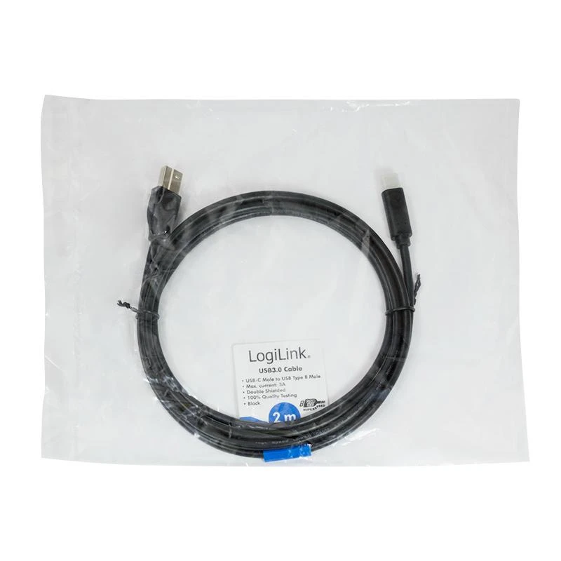 LOGILINK CU0163 LOGILINK – USB 3.2 Gen1x1 laidas, USB-C kištukinis lizdas iki USB-B kištukas, 2 m
