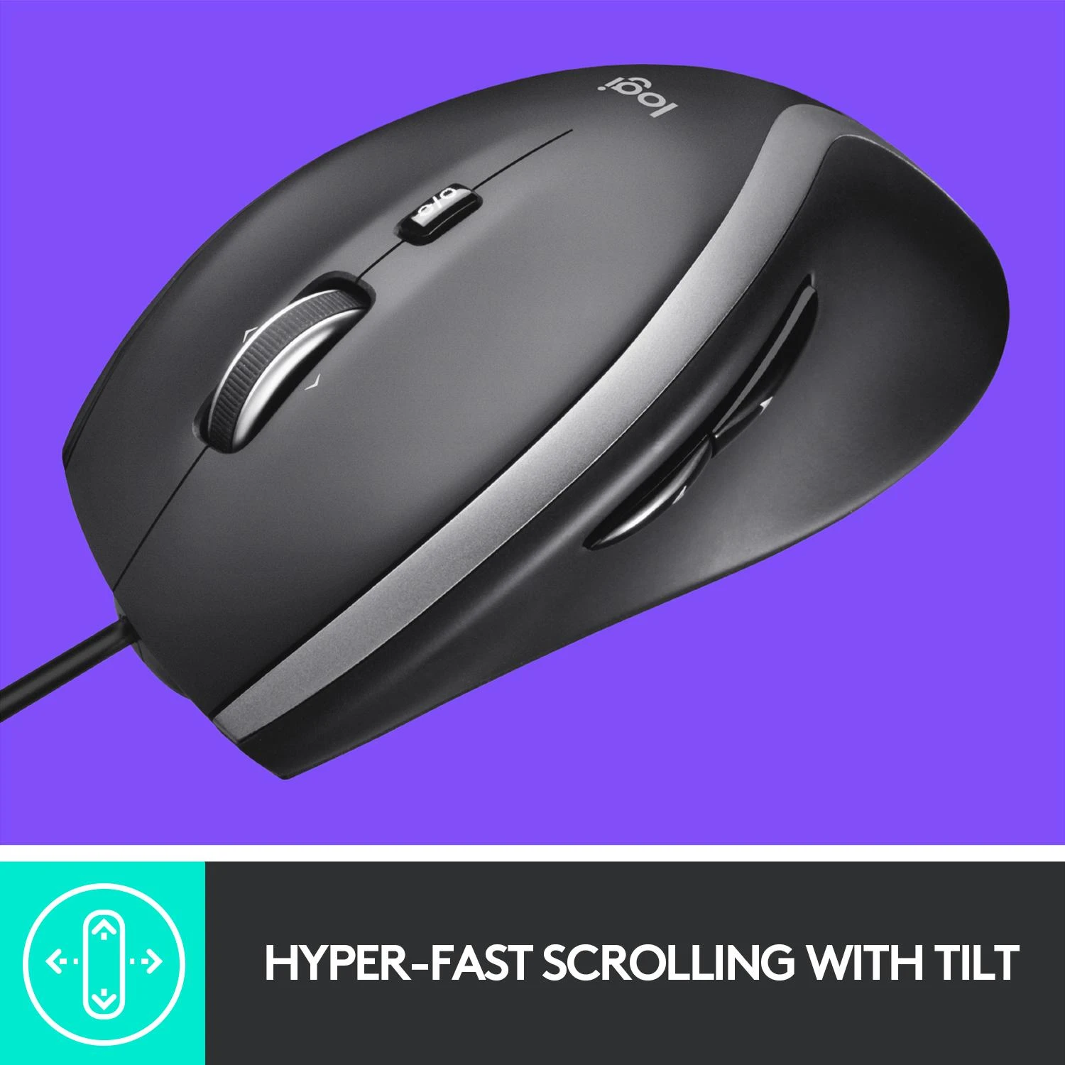 Logitech M500 Advanced Laidinė pelė, USB Type-A, Optinė, 4000 DPI, Juoda