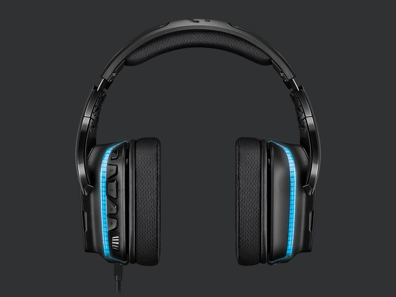 Žaidimų ausinės Logitech G635 7.1 Surround Sound LightSync, USB, Juodos |  Varle.lt