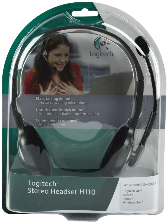 Logitech H110 ausinės su mikrofonu pakuotėje