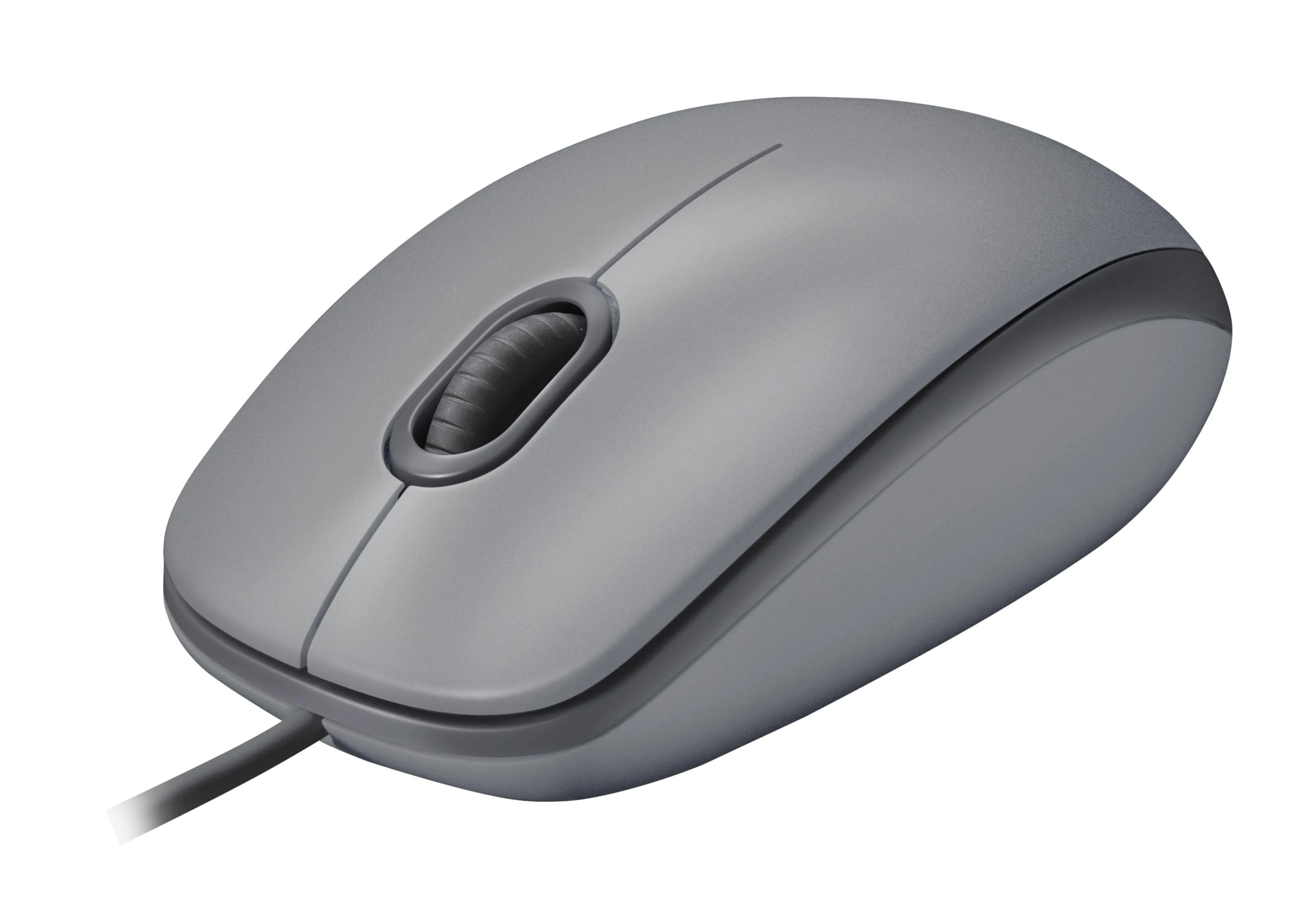 Tyli pelė su laidu Logitech M110, Pilka