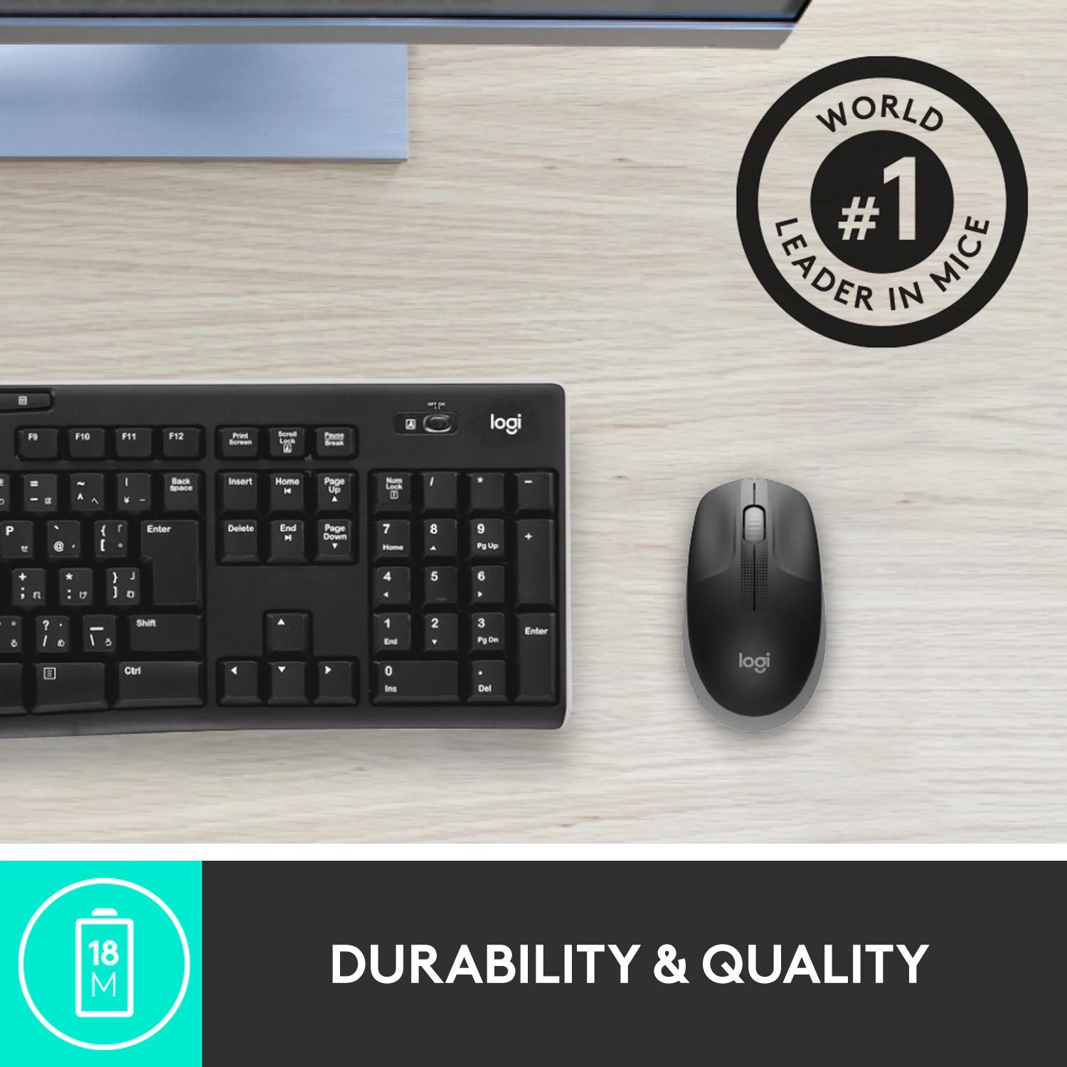 LOGITECH M190 Belaidė pelė - MID Pilkas