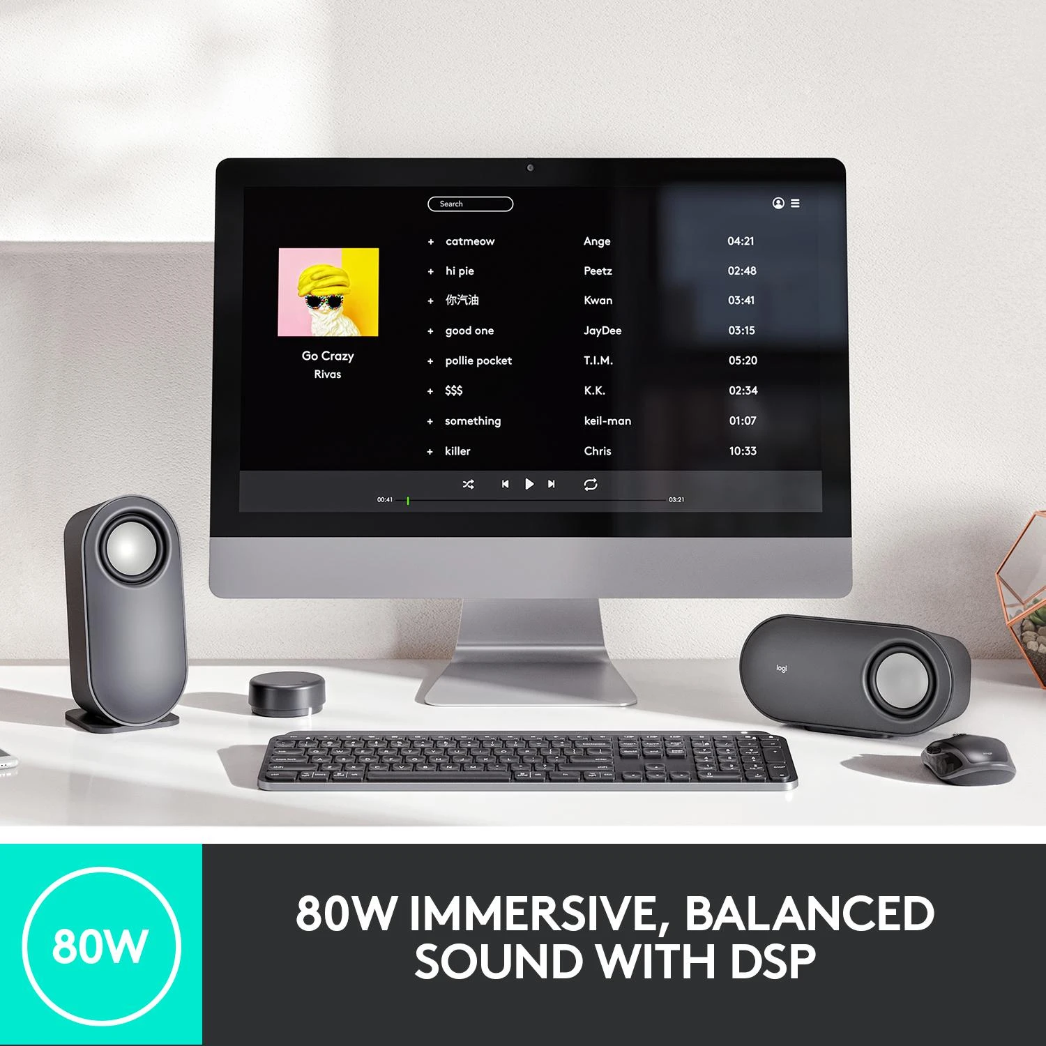 Logitech Z407 Bluetooth kompiuterio garsiakalbiai su žemųjų dažnių garsiakalbiu ir belaidžiu valdymu