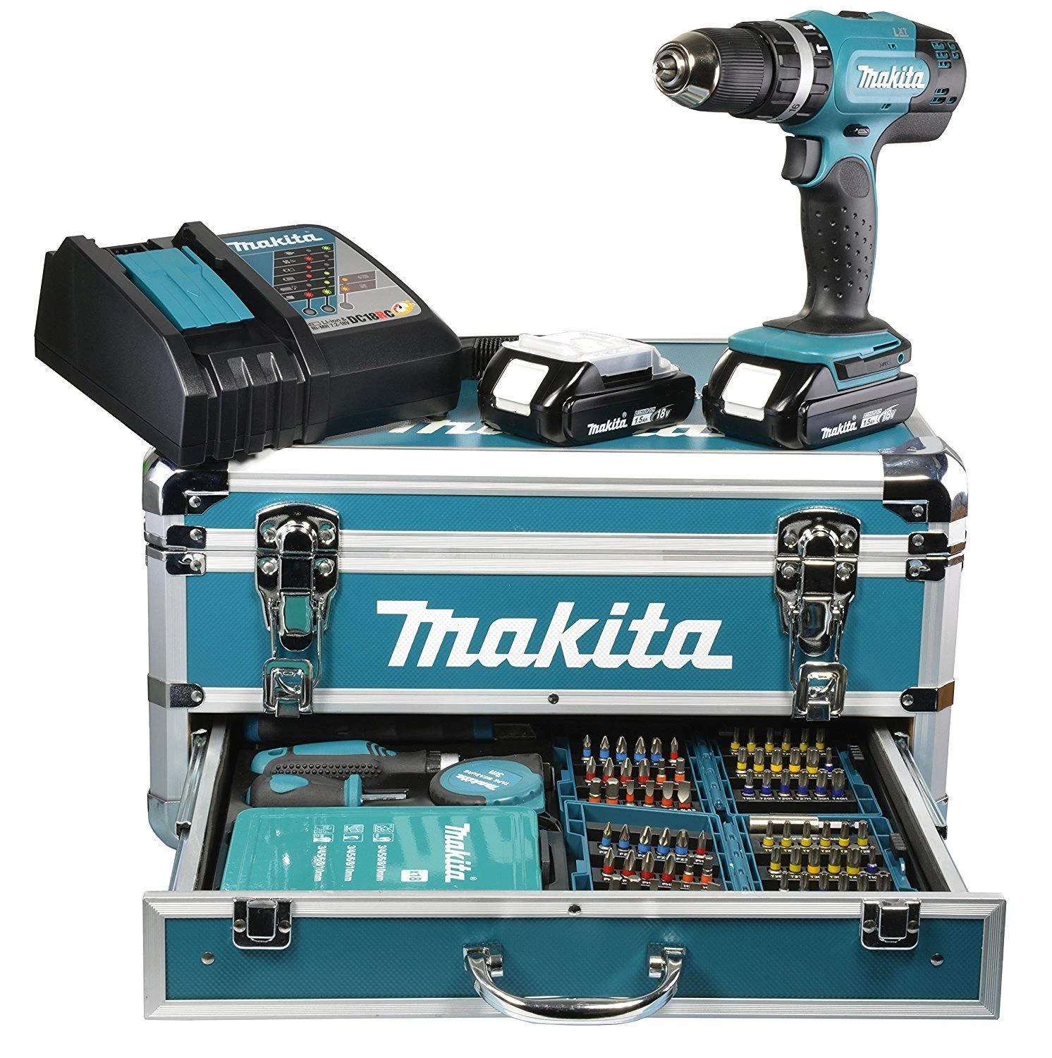 Makita Akumuliatorinis gręžtuvas 18v 3.0ah li-ion dhp453rfx2