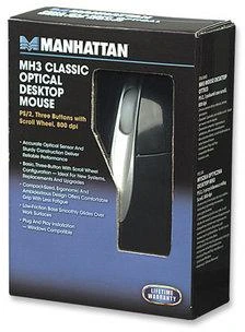 Intracom MANHATTAN MH3 Classic Optinė pelė PS/2 3 Mygtukai su ratuku 800 dpi Accurate optical sensor and sturdy construction