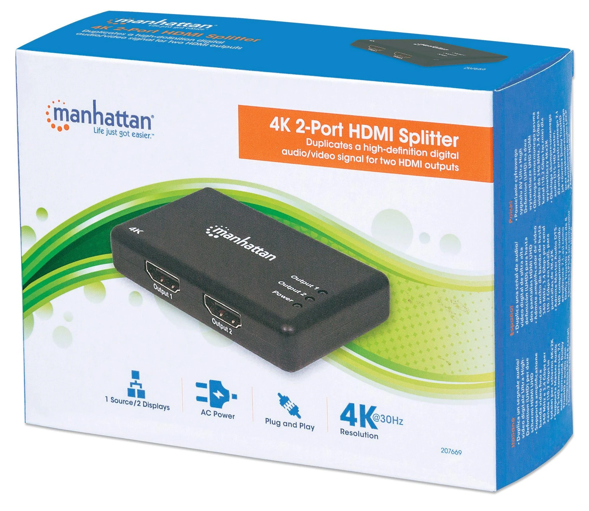 Manhattan HDMI skirstytuvas 1x2 pakuotė