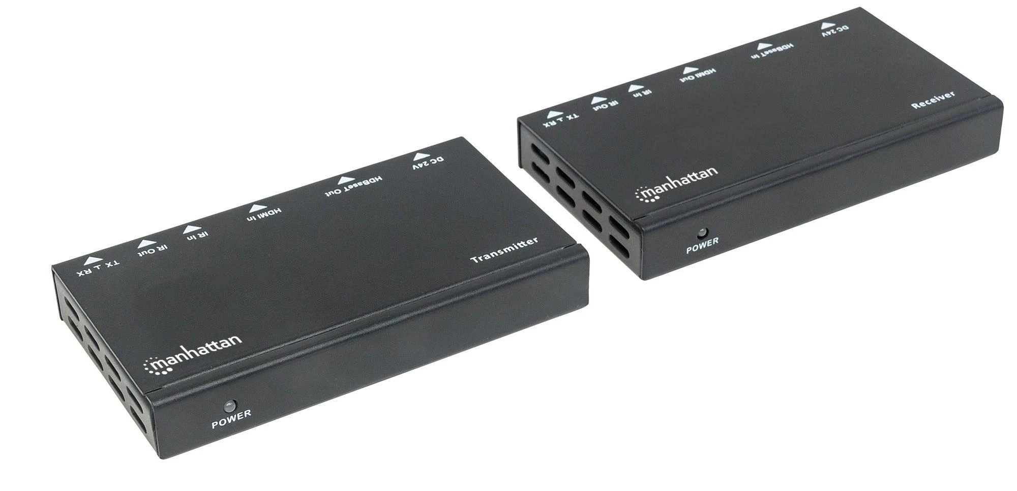 Manhattan 207638 Extender sygnału HDMI po skrętce Cat5e/6/6A/7, 4K do 40m, HDBaseT do 70m