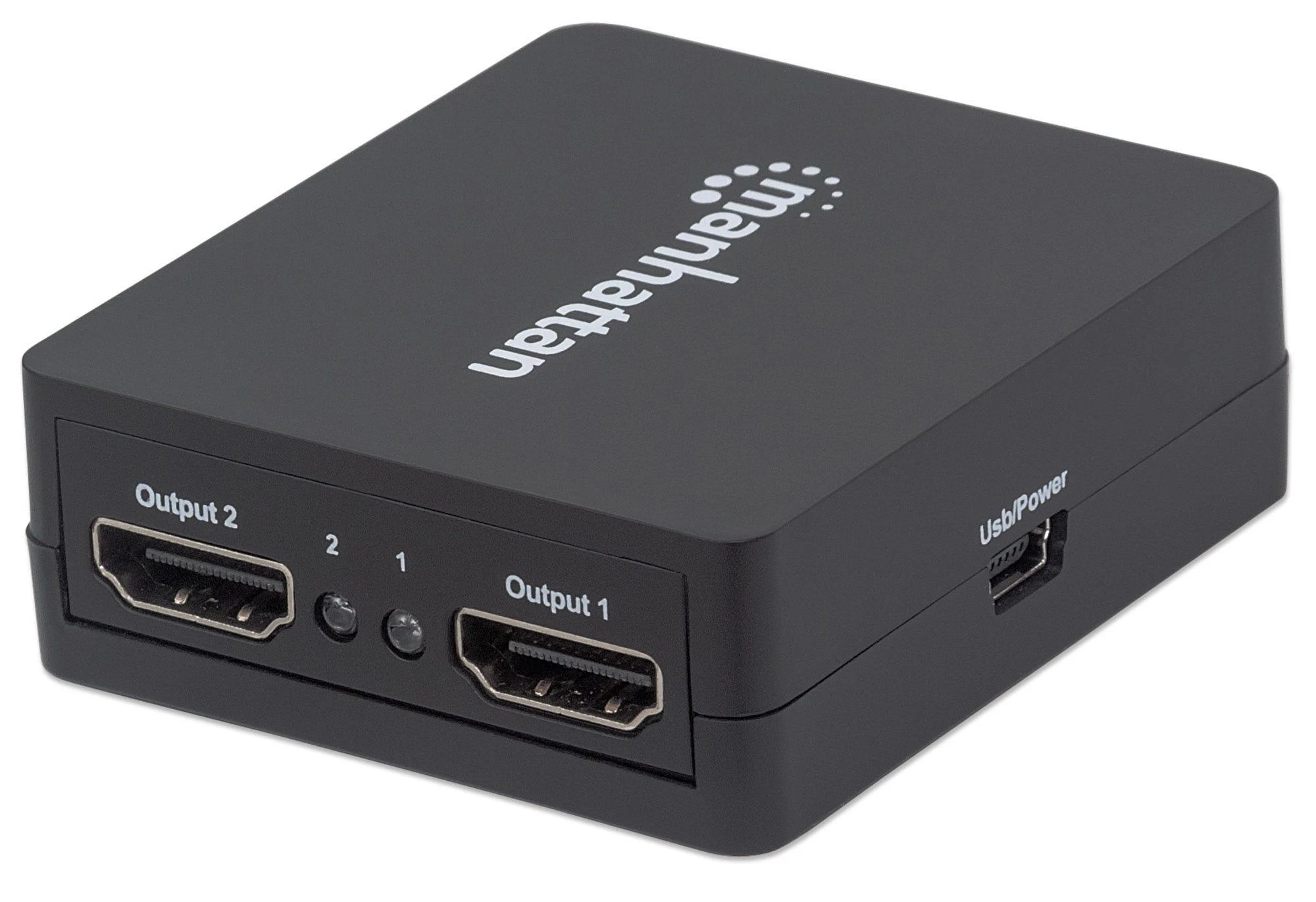 Manhattan Manheteno HDMI skirstytuvas, 1080p 2 prievadų HDMI skirstytuvas, maitinamas USB, juodas