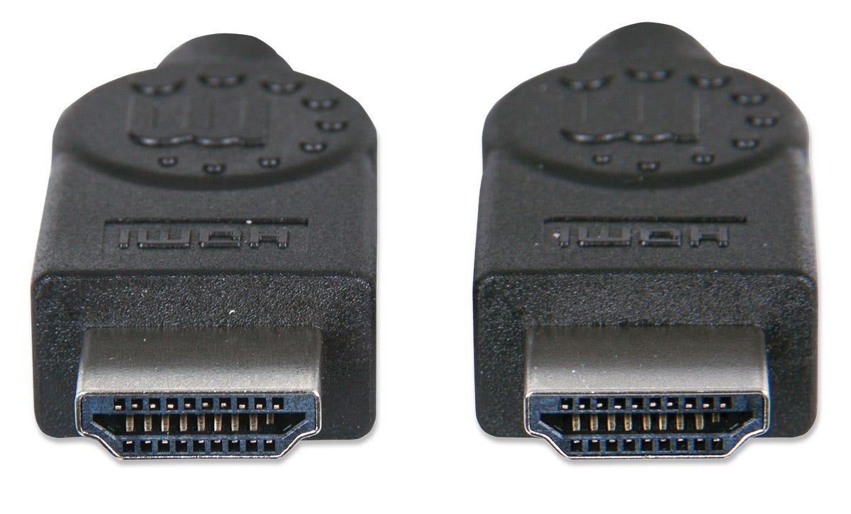 MANHATTAN didelės spartos HDMI kabelis su eternetu HEC, ARC, 3D, HDMI kištukas į kištuką, ekranuotas, Juodas, 7,5 m., 353274