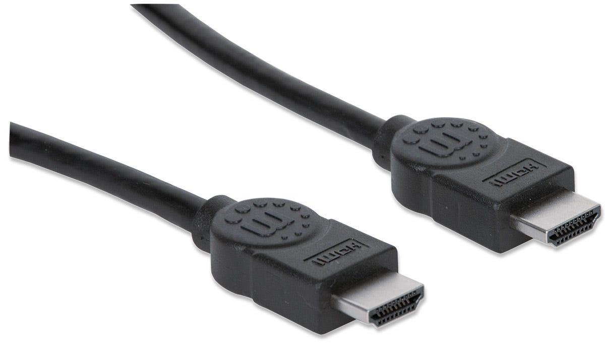 MANHATTAN didelės spartos HDMI kabelis su eternetu HEC, ARC, 3D, HDMI kištukas į kištuką, ekranuotas, Juodas, 7,5 m., 353274