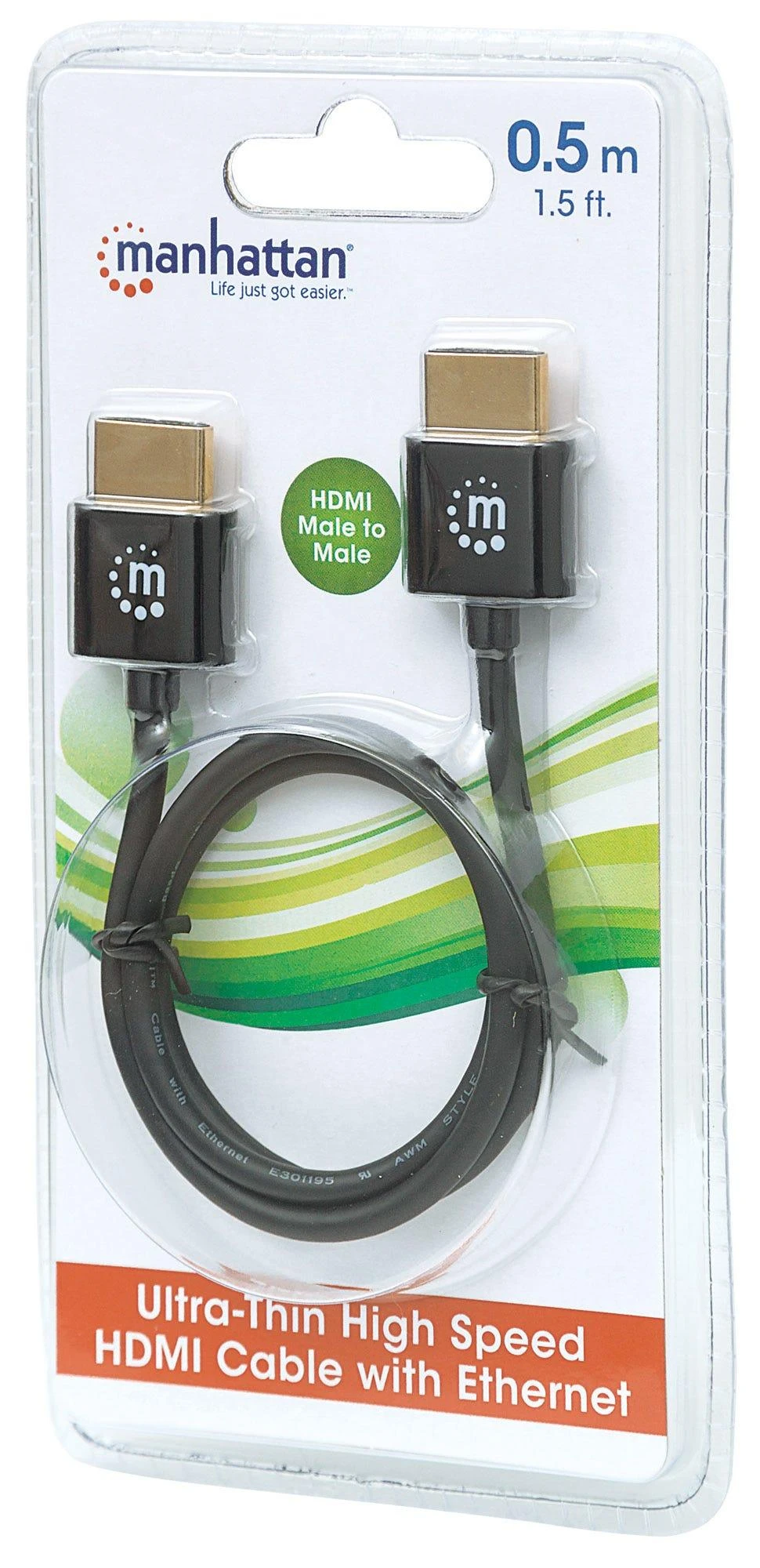Manhattan HDMI – HDMI kabelis 0,5 m juodas (394406)