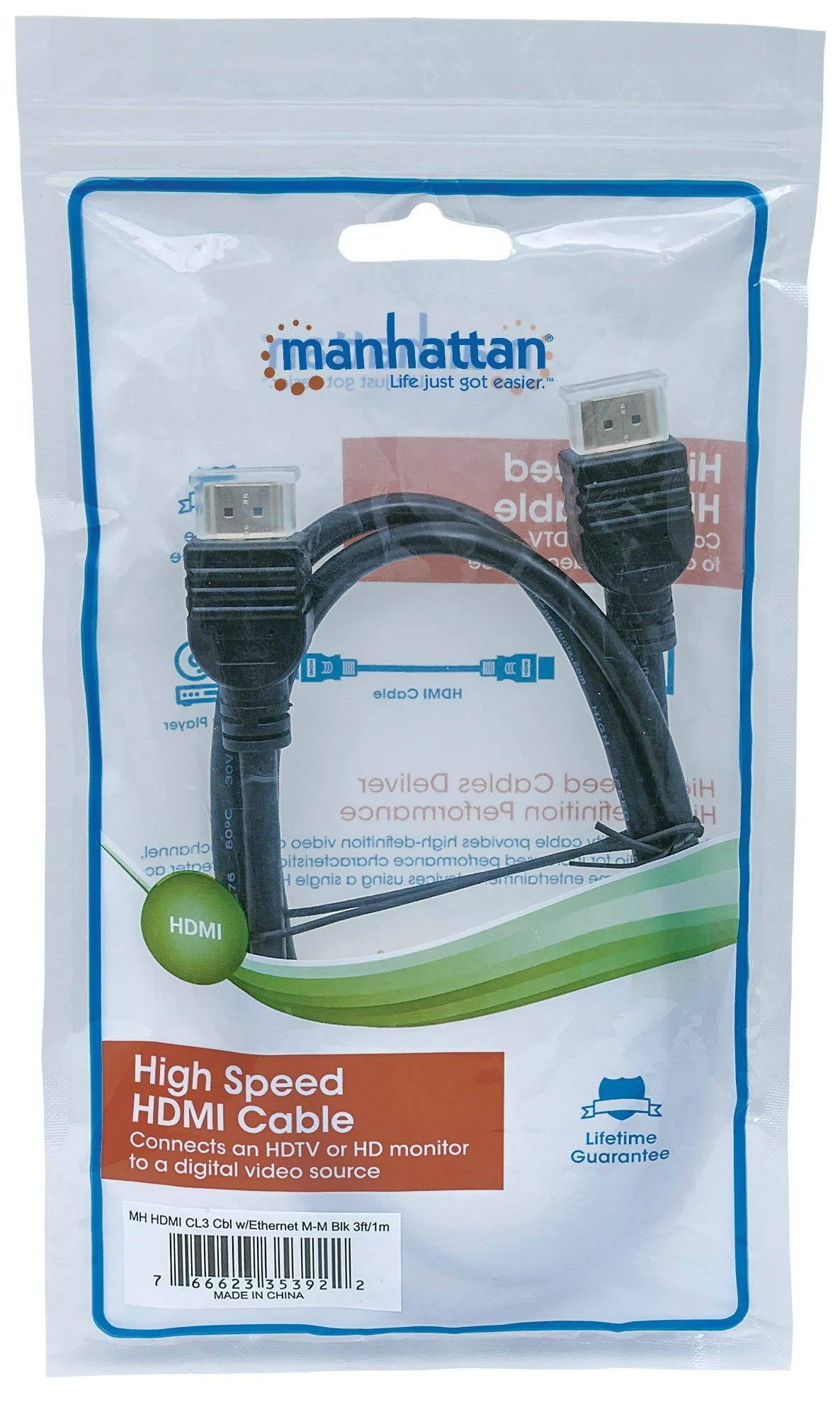 Kabelis Manhattan HDMI - HDMI 1m juoda (353922)