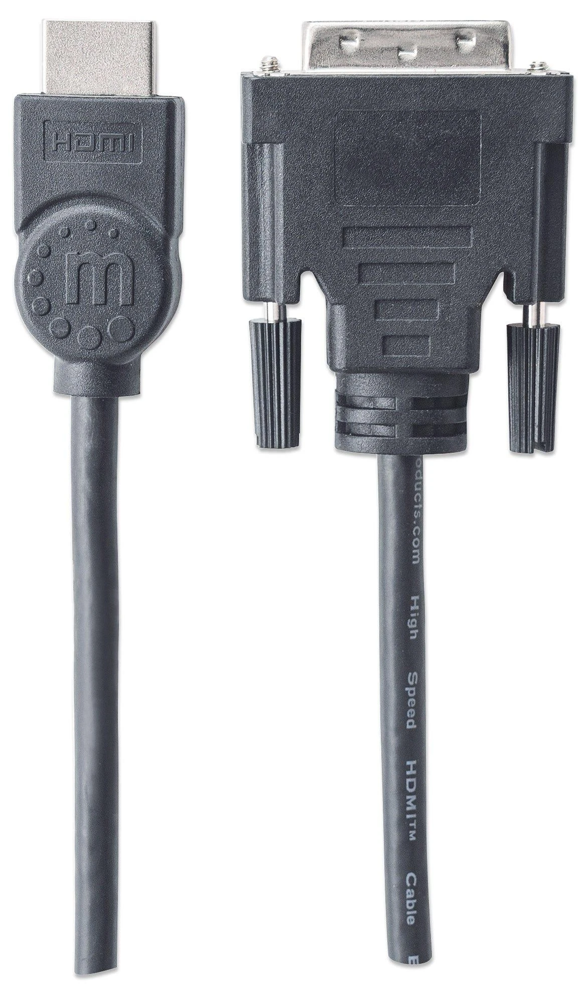StarTech Intracom MANHATTAN HDMI / DVI Cable 1.8m juodas HDMI 19 kontaktų kištukas DVI-D 24+1 male auksinis padengtas jungtys