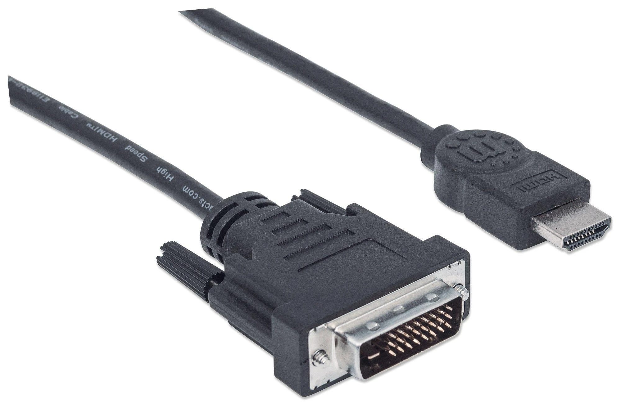 StarTech Intracom MANHATTAN HDMI / DVI Cable 1.8m juodas HDMI 19 kontaktų kištukas DVI-D 24+1 male auksinis padengtas jungtys