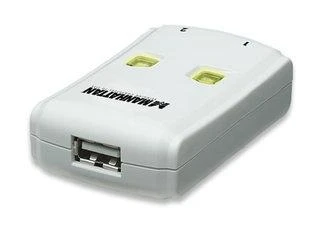 Intracom MANHATTAN Hi-Speed USB 2.0 bendrinimo jungiklis 1x2 prievadai, dvigubas valdymas, automatinio jutiklio USB 2.0 tipo A į B tipo jungiklis