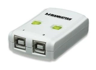 Intracom MANHATTAN Hi-Speed USB 2.0 bendrinimo jungiklis 1x2 prievadai, dvigubas valdymas, automatinio jutiklio USB 2.0 tipo A į B tipo jungiklis