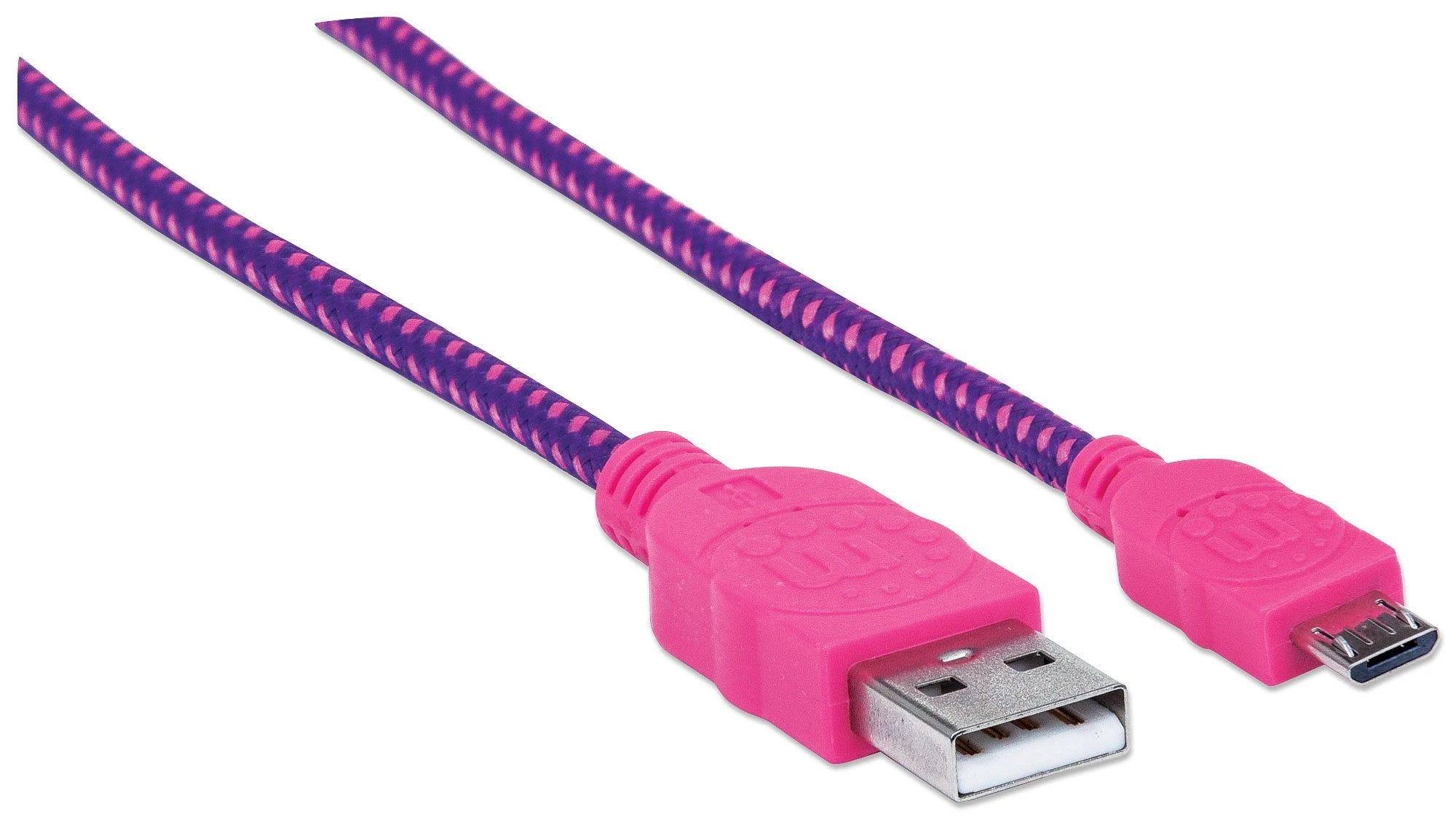 Manhattan Rožinė MH 352758 USB 2.0 kab. A male to Micro B male USB Violetinė/Rožinė Braided 1.0m