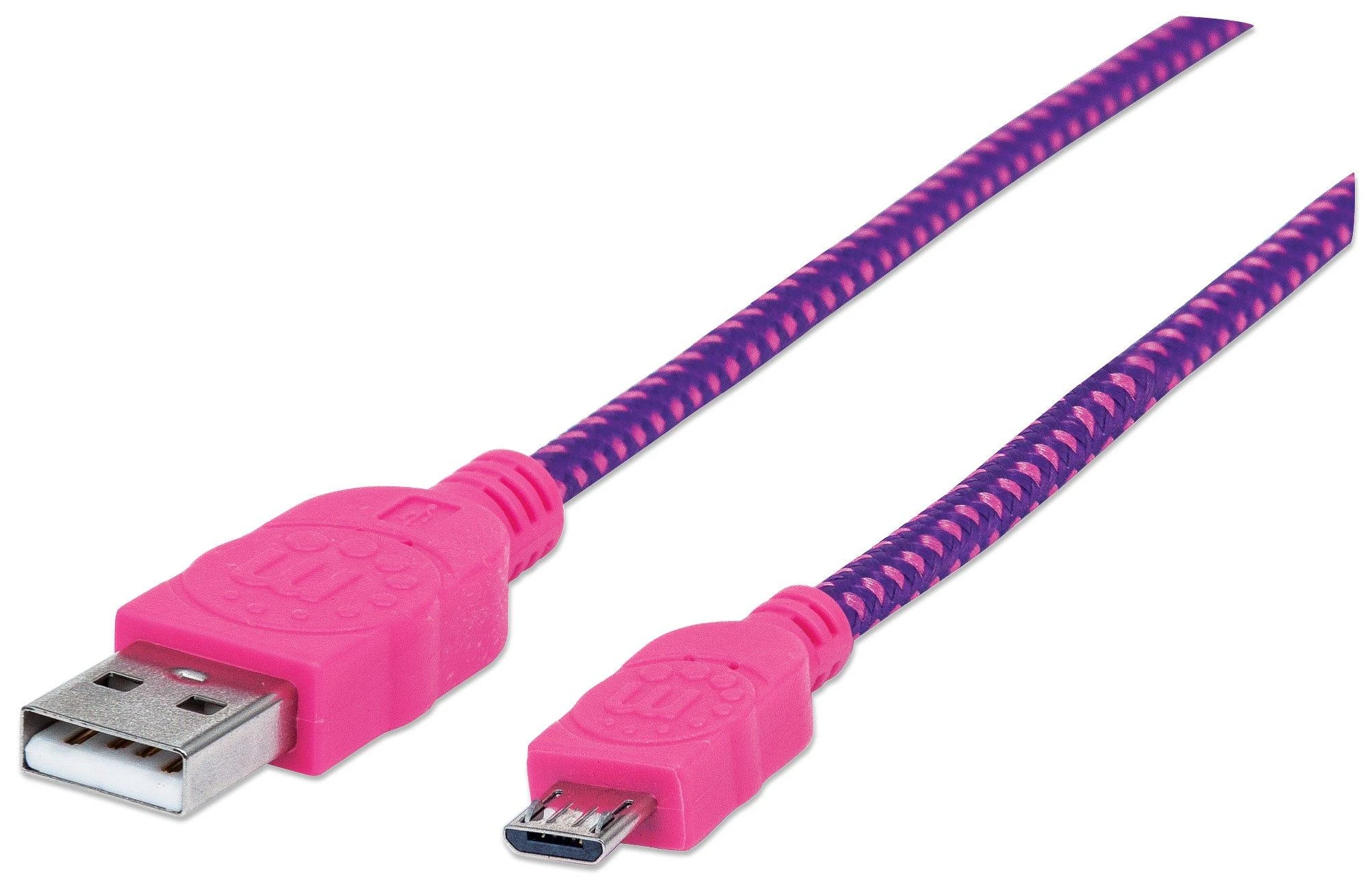 Manhattan Rožinė MH 352758 USB 2.0 kab. A male to Micro B male USB Violetinė/Rožinė Braided 1.0m