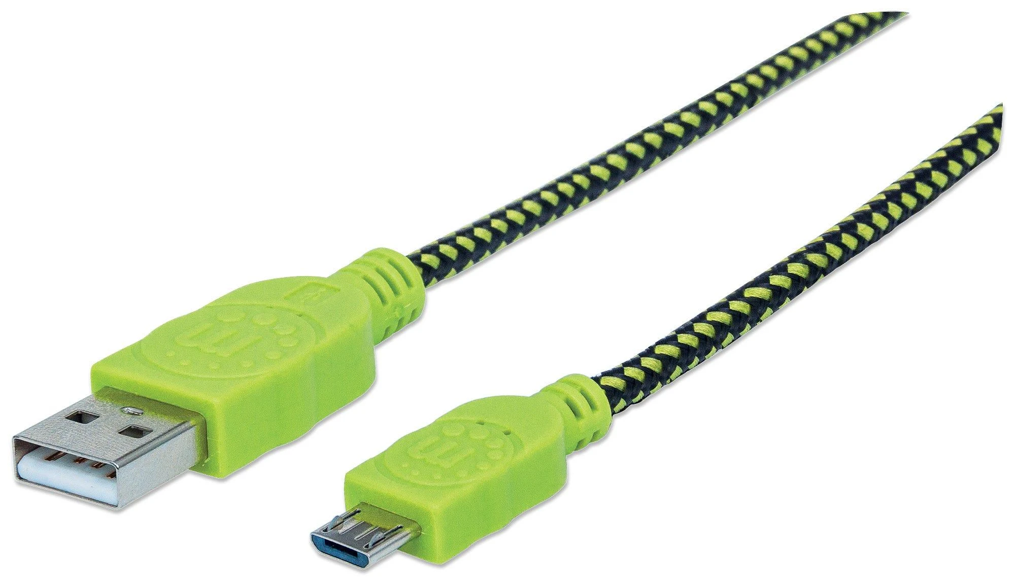 Manhattan MH 352765 USB 2.0 kab. A male to Micro B male USB Juodas/Žalias Braided 1.8m