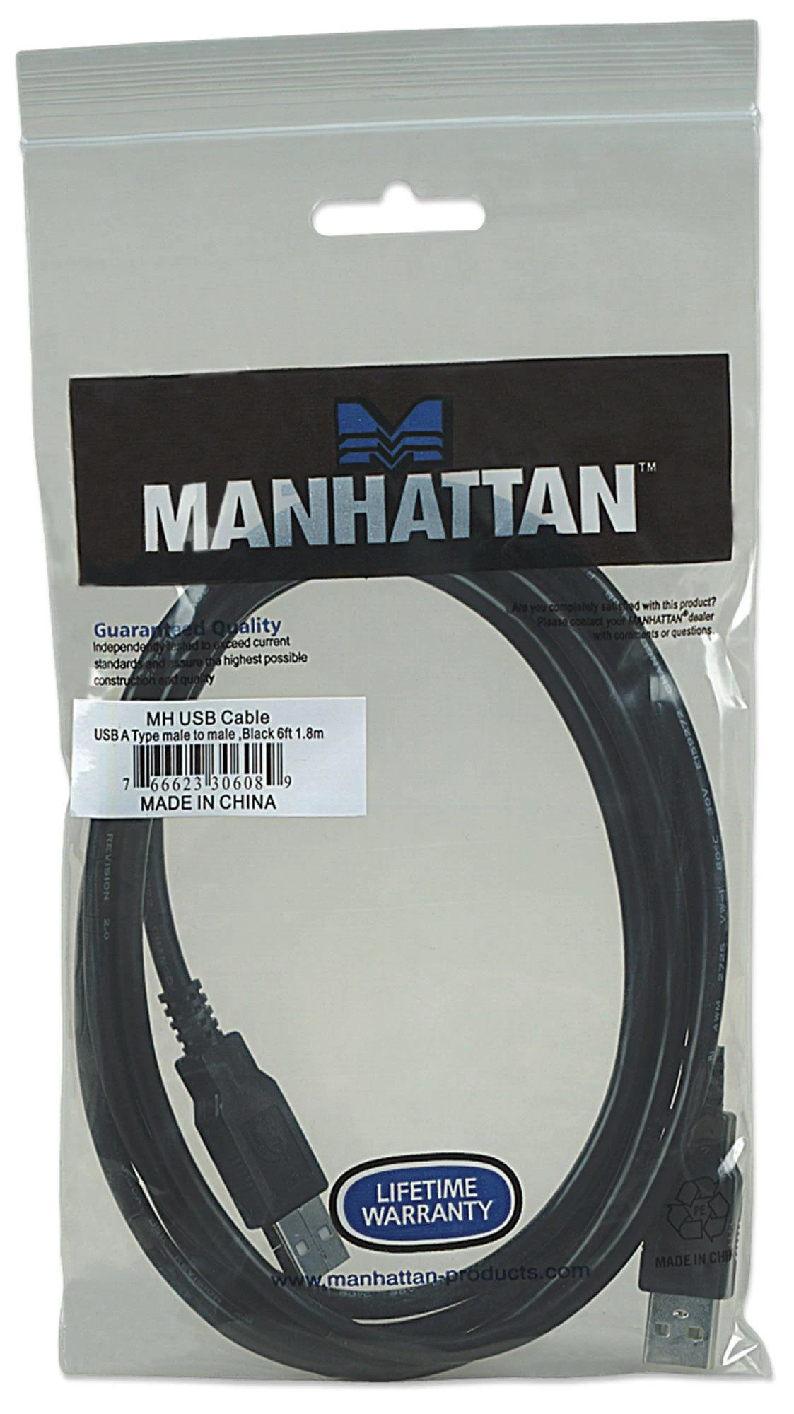StarTech USB kabelis Manhattan USB-A - USB-A 1,8 m Juodas (306089)