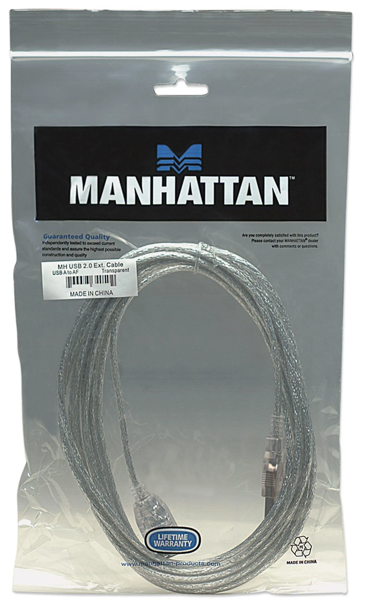 StarTech Intracom MANHATTAN didelės spartos USB prailginimo kabelis 3m sidabrinis USB Standartinis-A kištukas-USB Standard-A moteriškas Greitis iki 480 Mbps
