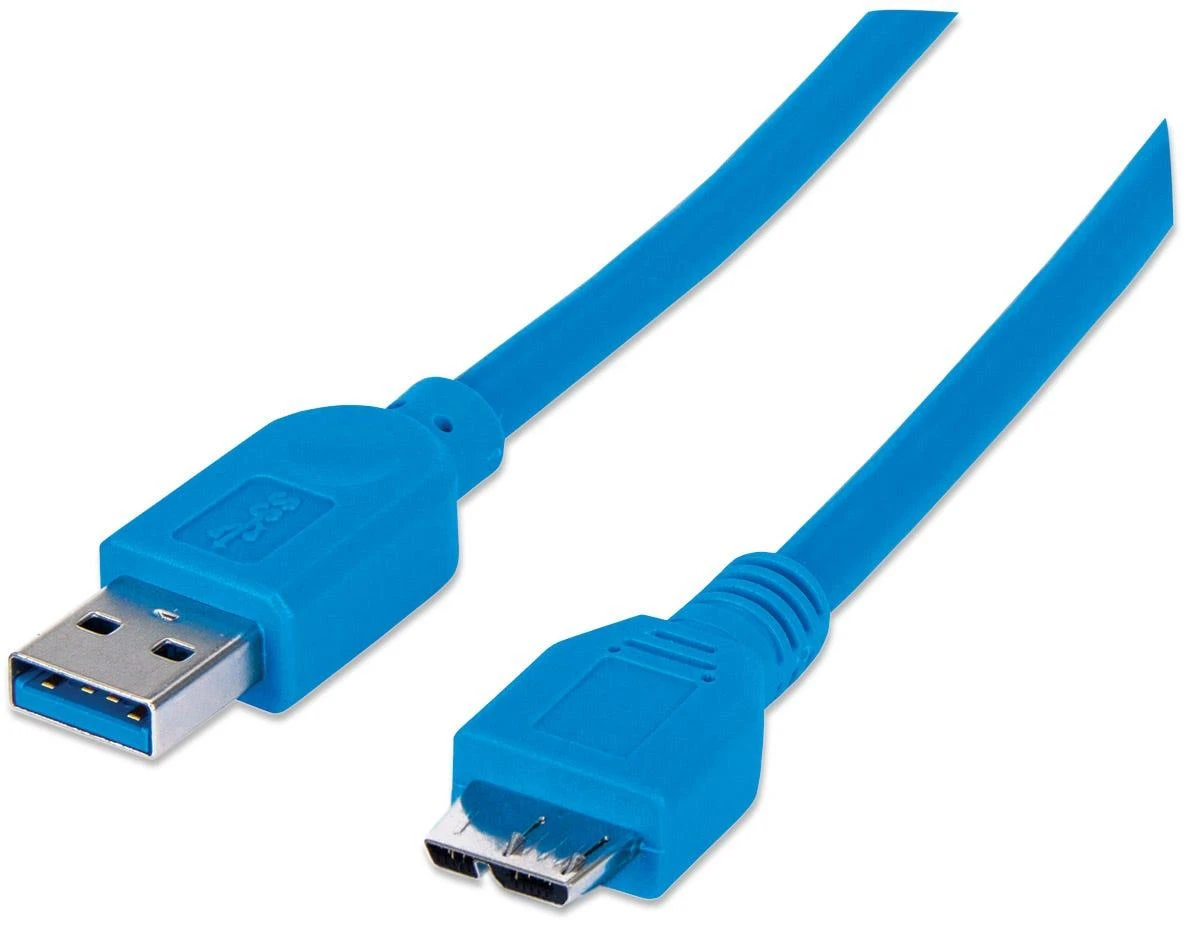 USB Manhattan USB-A - micro-B 2 m Mėlyna kabelis (325424)