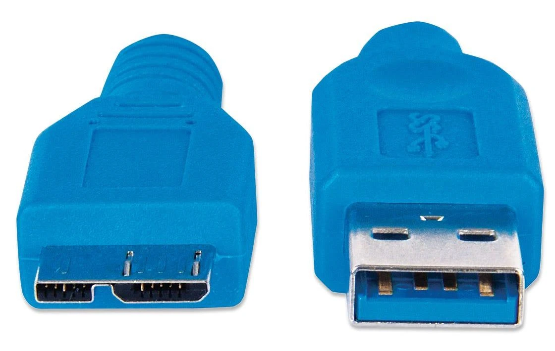 USB Manhattan USB-A - micro-B 2 m Mėlyna kabelis (325424)