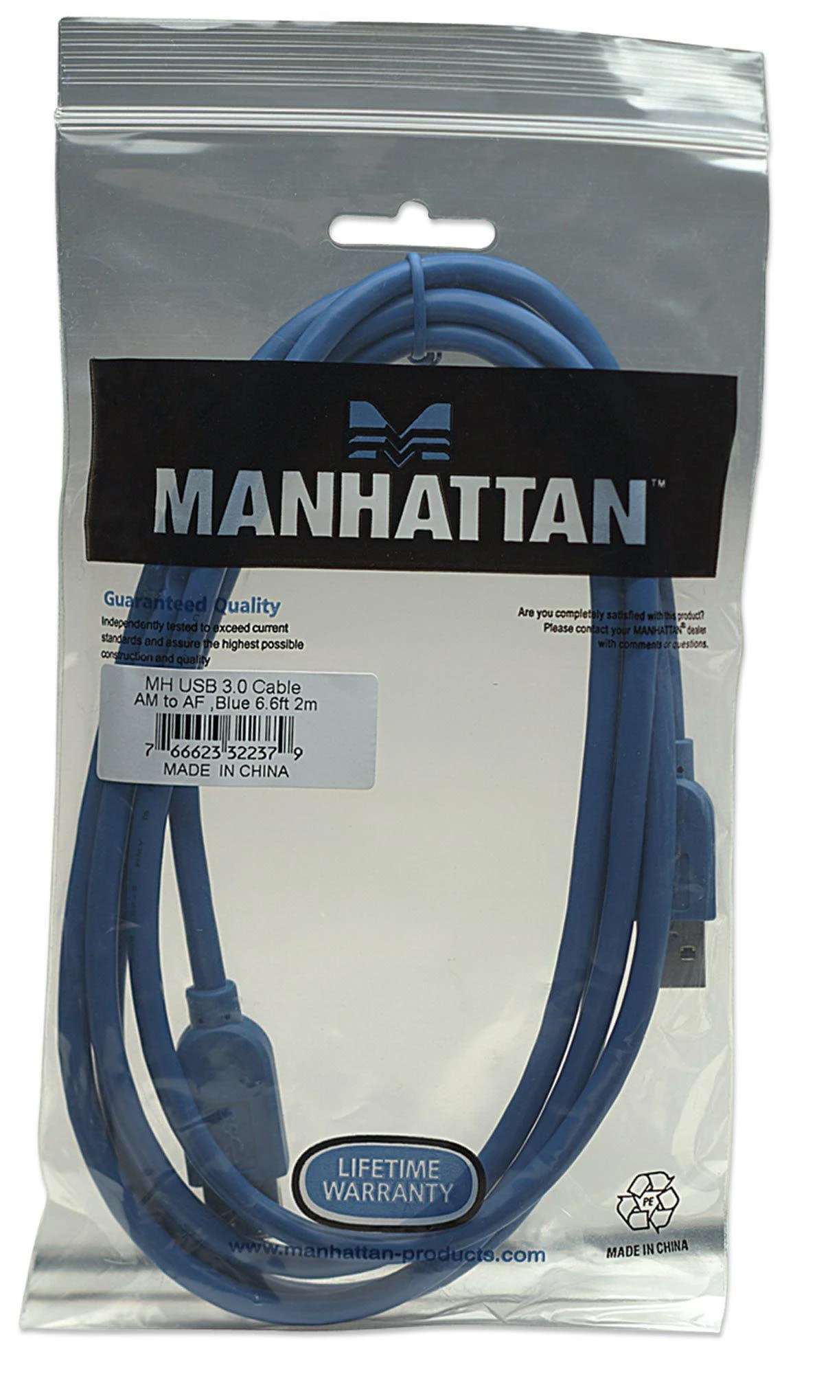 StarTech Kabelis USB Manhattan USB-A - USB-A 2 m Mėlyna (322379)