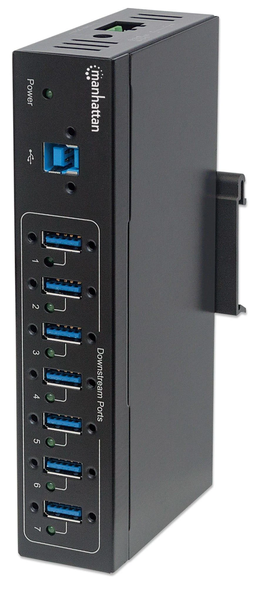 M164405 Manhattan Industrial, ESD apsaugotas 7 prievadų USB 3.0 šakotuvas