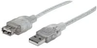 StarTech Intracom MANHATTAN didelės spartos USB prailginimo kabelis 3m sidabrinis USB Standartinis-A kištukas-USB Standard-A moteriškas Greitis iki 480 Mbps