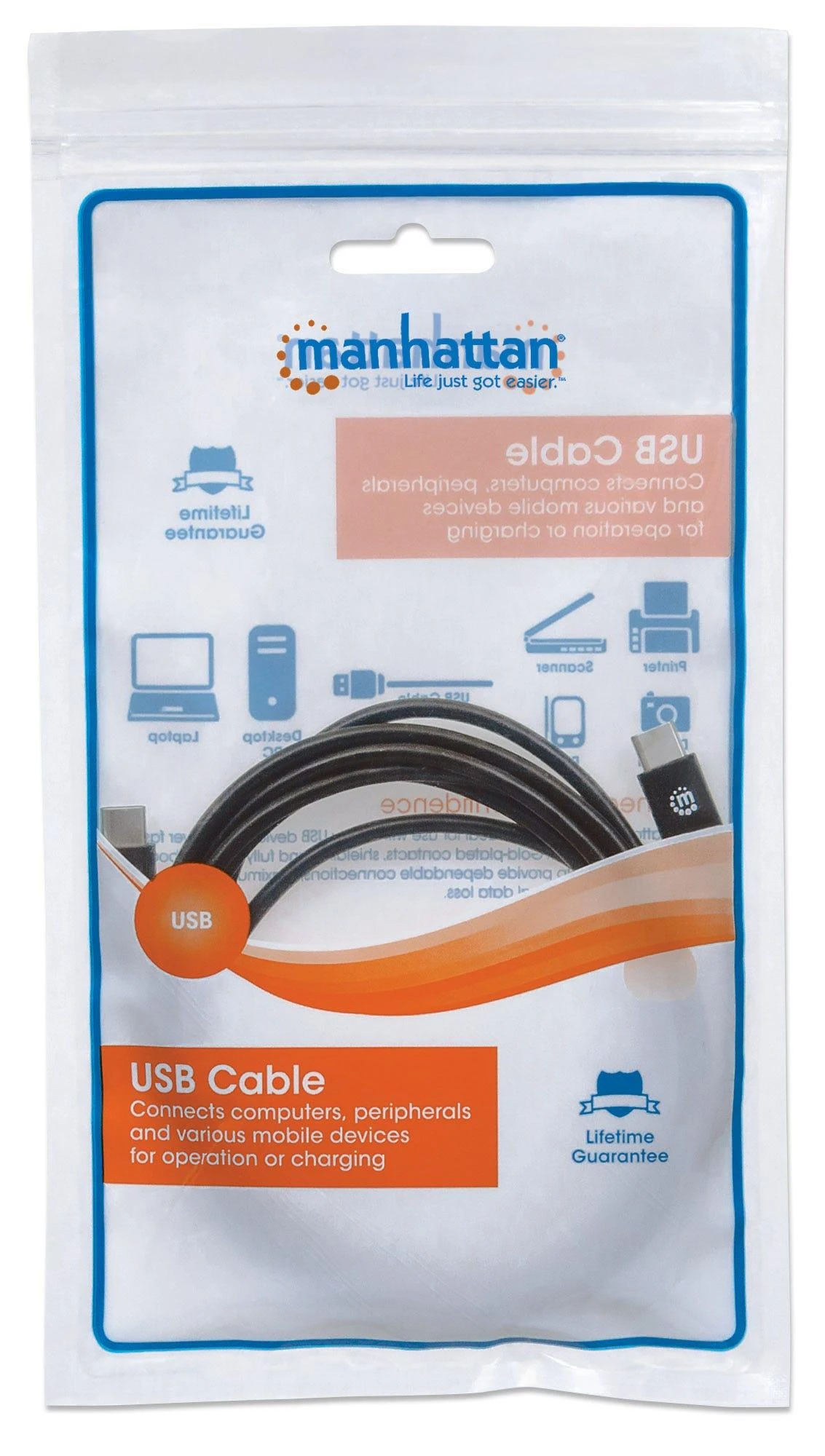 Kabelis USB Manhattan USB-C - USB-C 2 m Juodas (354875)